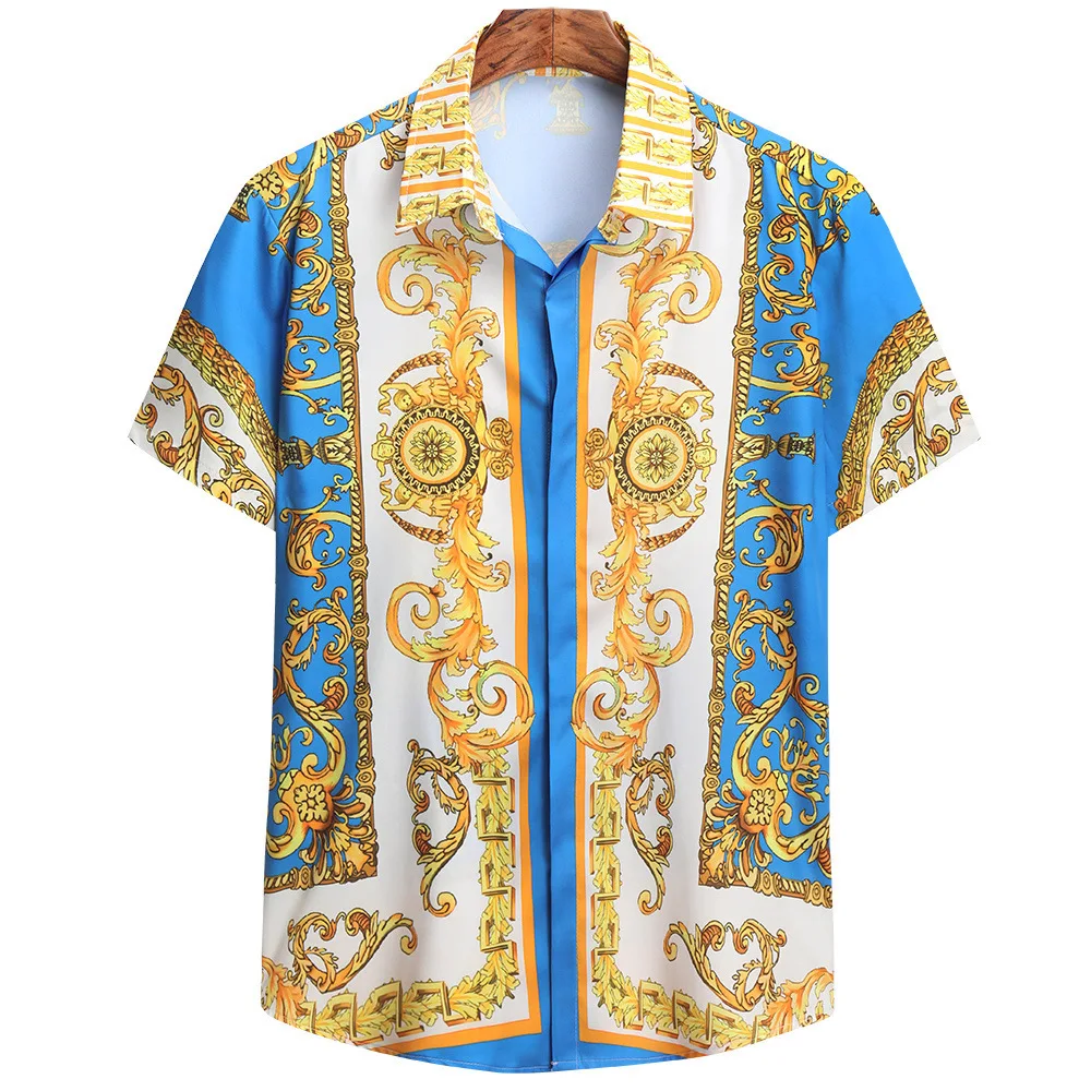 Summer New Men's Casual Fashion 3D Digital Printed Short Sleeved Shirt Plus Size Men's Shirt