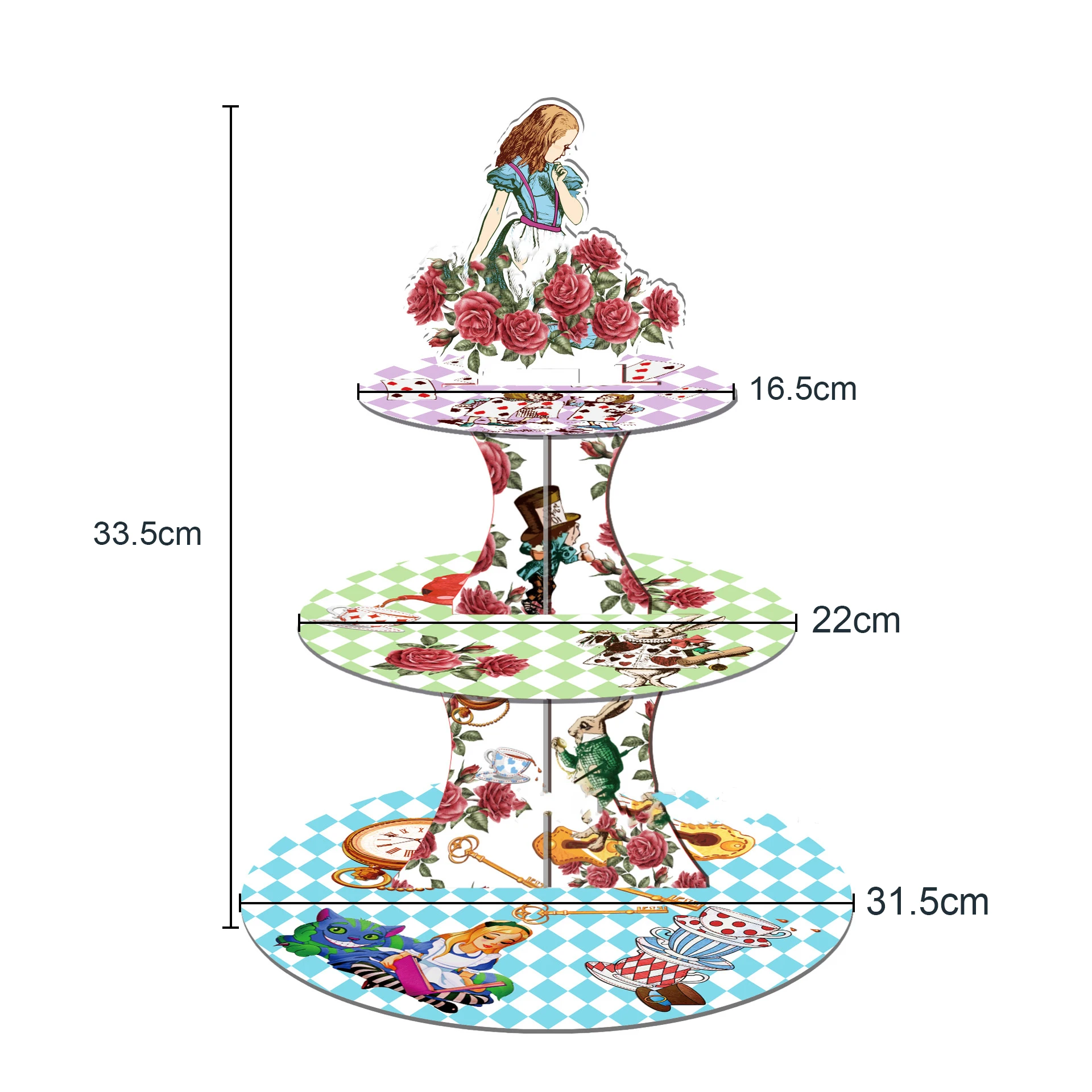 Alice in Wonderland Cake Rack Candy Cornucopia Tea Pot Gift Box Bull Horn Gift Box Theme Birthday Party Decoration Baby Shower