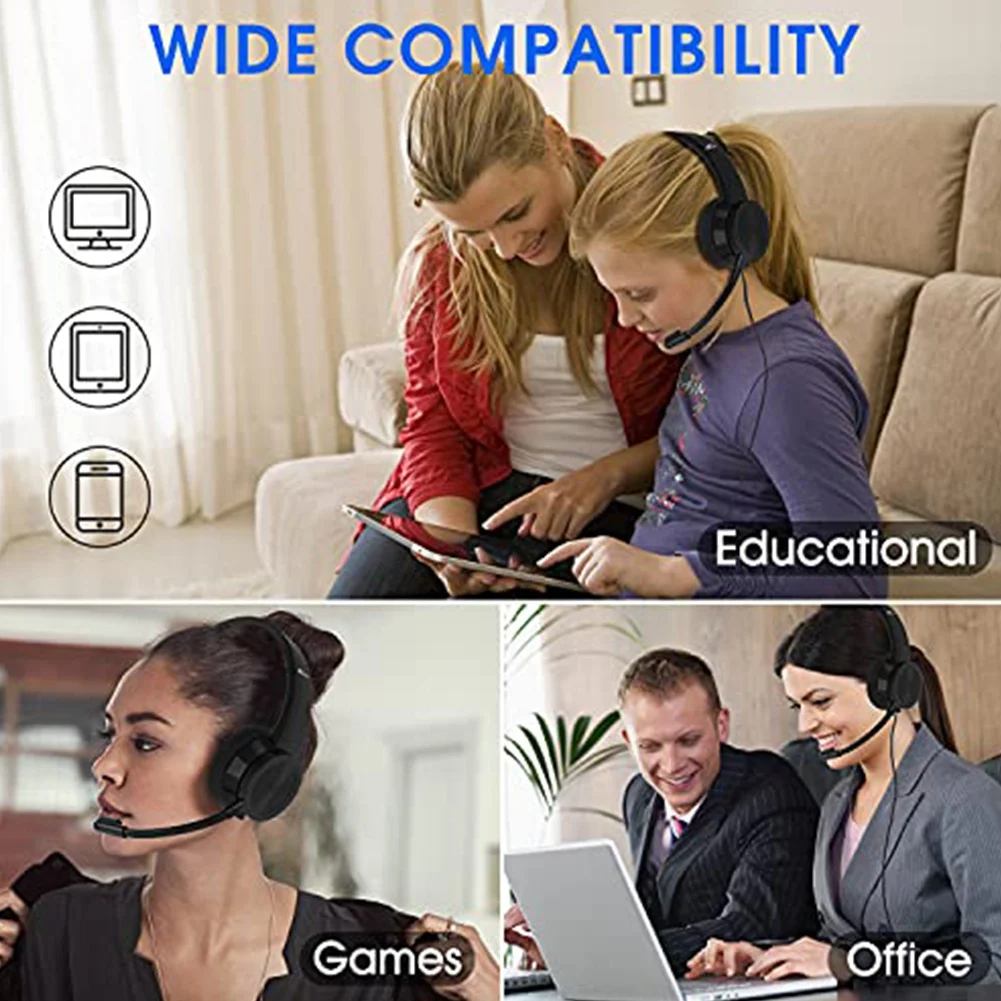 Beliebte USB-Headsets mit Mikrofon, Stereo-Headsets mit Geräuschunterdrückung für Call-Center-Büro, Konferenzruf, Skype-Chat
