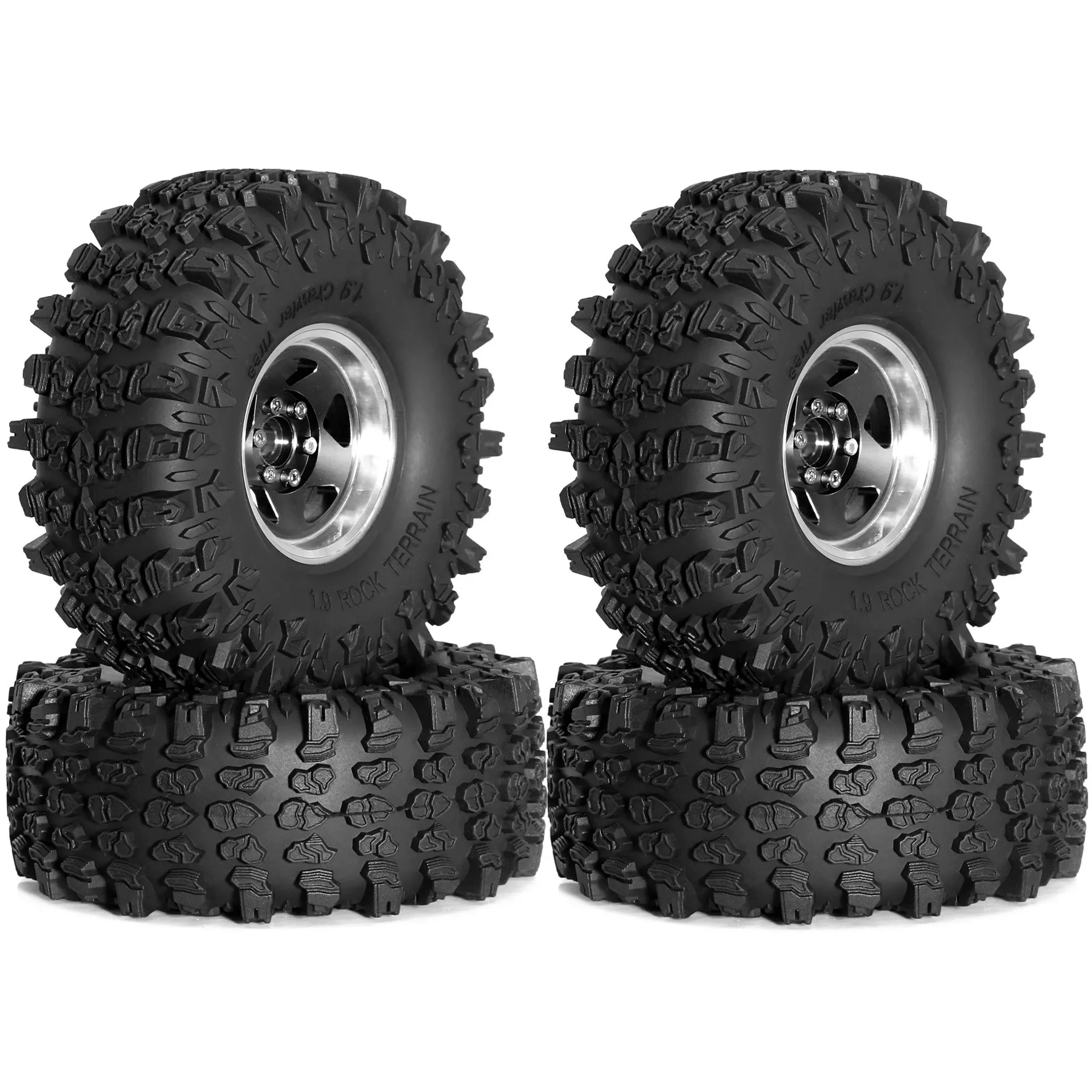 Juego de neumáticos para coche de escalada Rc de 2,2 pulgadas, neumáticos de barro de carcasa blanda de alta viscosidad, llantas hexagonales de aleación de aluminio de 12 mm, adecuadas para coches de control remoto a escala Trx4/Scx10/Gen8 1/10