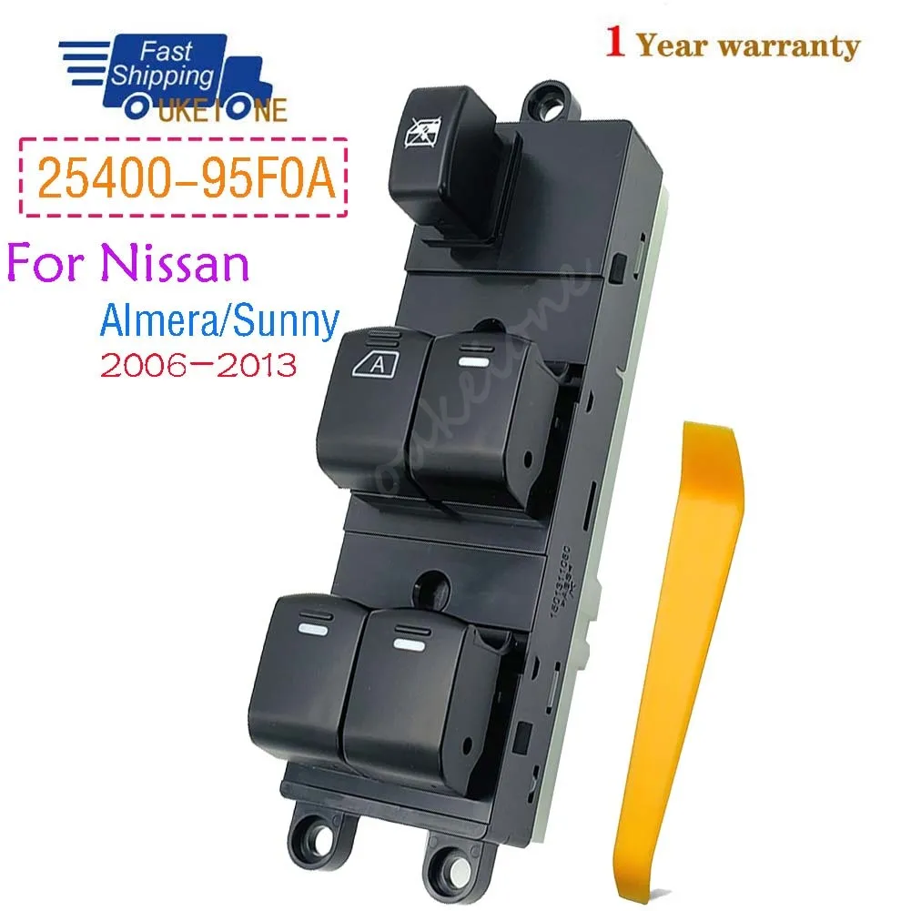 

25400-95F0A For Nissan Almera Sunny 2006-2013 Front Left Master Driver Side Electric Power Lifter Window Switch Button Parts