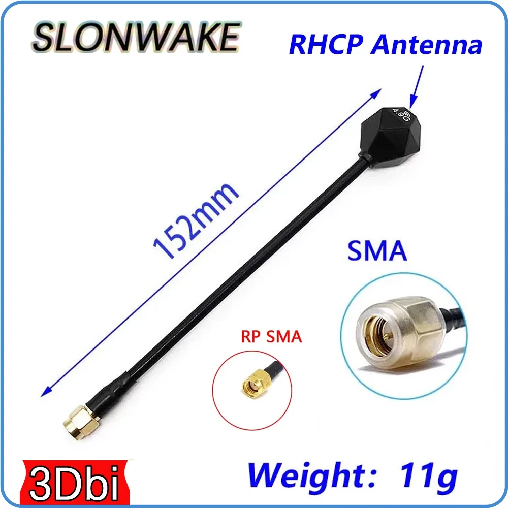 4.9G 5.8G 6GHZ FPV Antenna RHCP SMA 3dBi Gain Omnidirectional 4900MHZ 15CM for Model drone FPV Long Range image Transmission