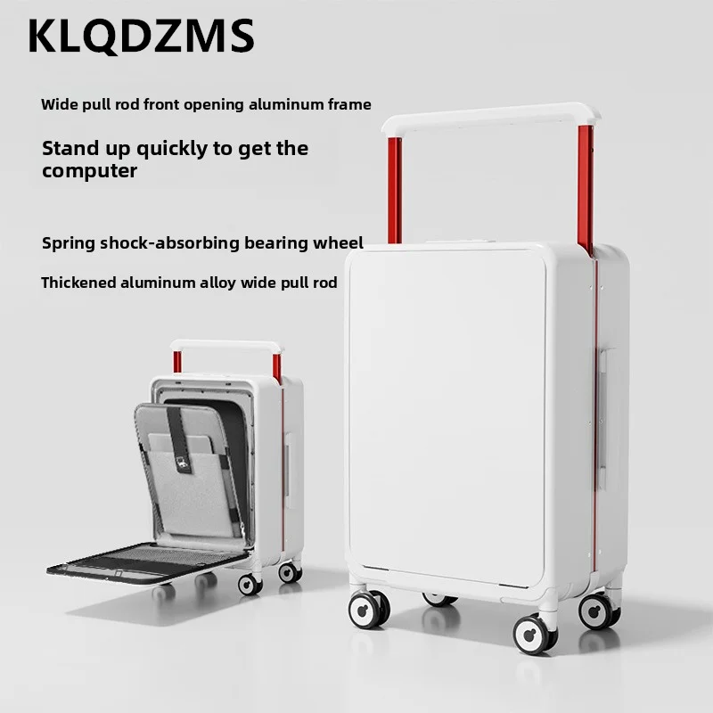 KLQDZMS High Quality Suitcase 20"24 Boarding Box Large Capacity PC Trolley Case Multi-function Front Opening Laptop Luggage