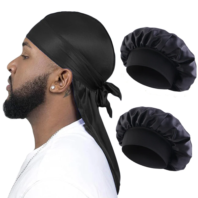 2/3 TEILE/LOS Männer Frauen Lange Schwanz Kopf Schal Headwrap Motorhaube Nacht Hut Seide Durag Pirate Hut Unisex Schlafen bandana Turban Hijab – Detail 11