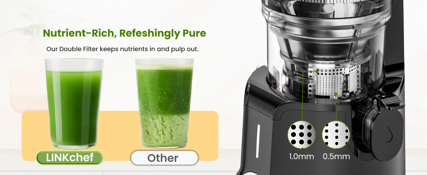 Slow Juicer Kaltpresse für ganze Früchte und Gemüse 200W Entsafter mit langsamem Pressverfahren 4,53 Zoll Durchmesser mit automatischem Schneidmechanismus BPA-frei – Detail 3