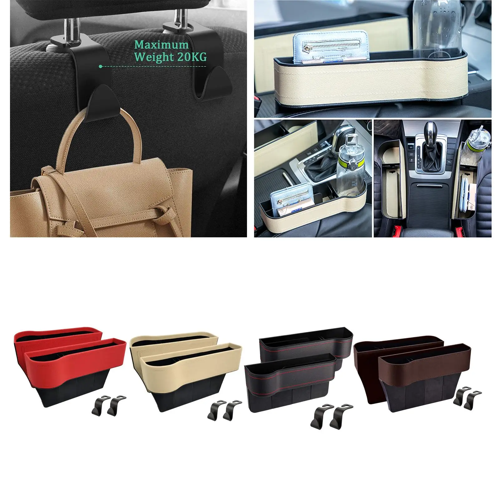 Car Seat Gap Filler Organizer Storage Box for Cellphones Keys Cards Wallets