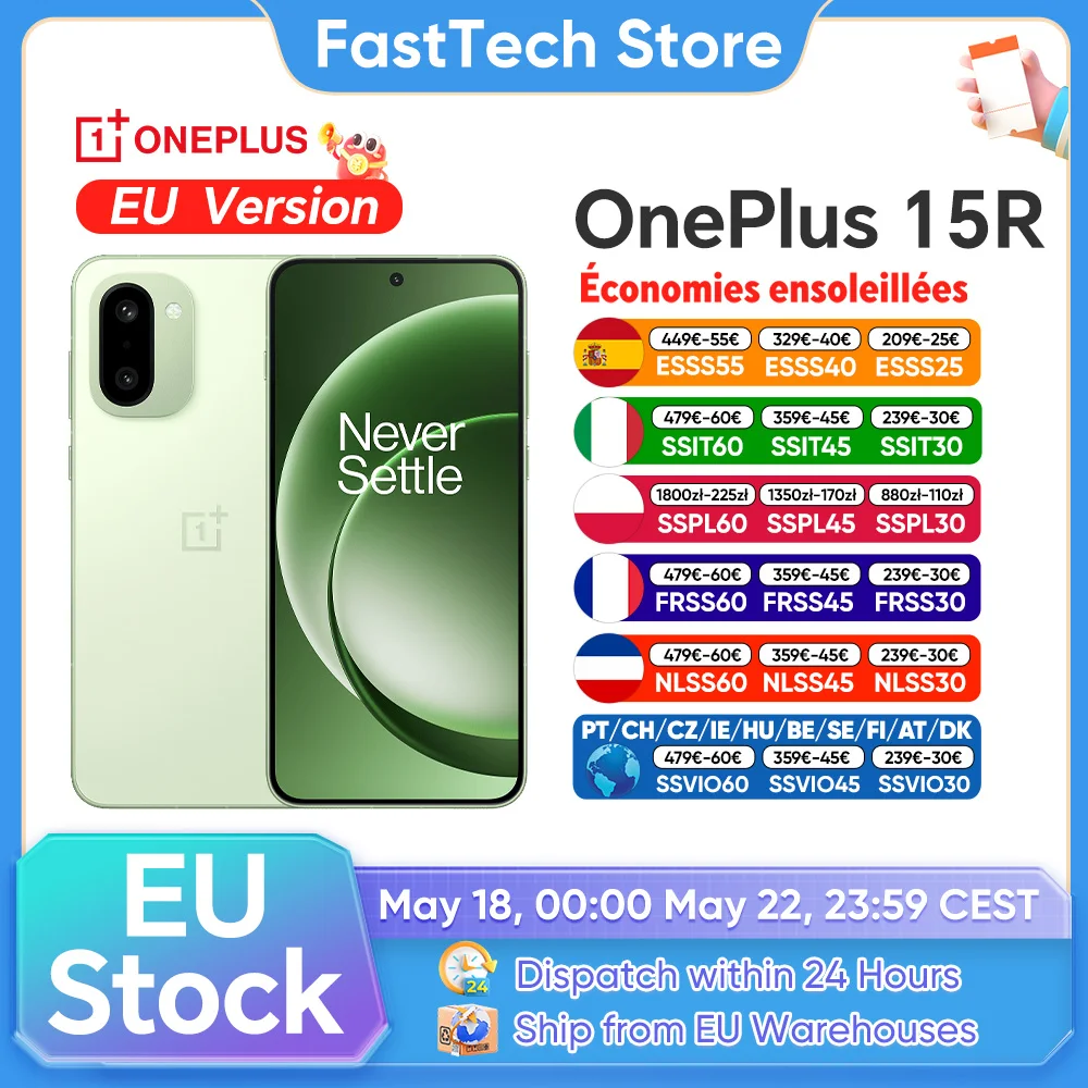 OnePlus 15R Versione Globale Smartphone 5G Snapdragon 8 Gen 5 7400mAh 80W SUPERVOOC Display 6.83” 165Hz Fotocamera Sony IMX906 50MP NFC