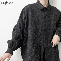 Chemises à manches longues plissées pour hommes, style japonais floral, mode adt, Vibe All-Match, High Street, jeune, cool, design vintage