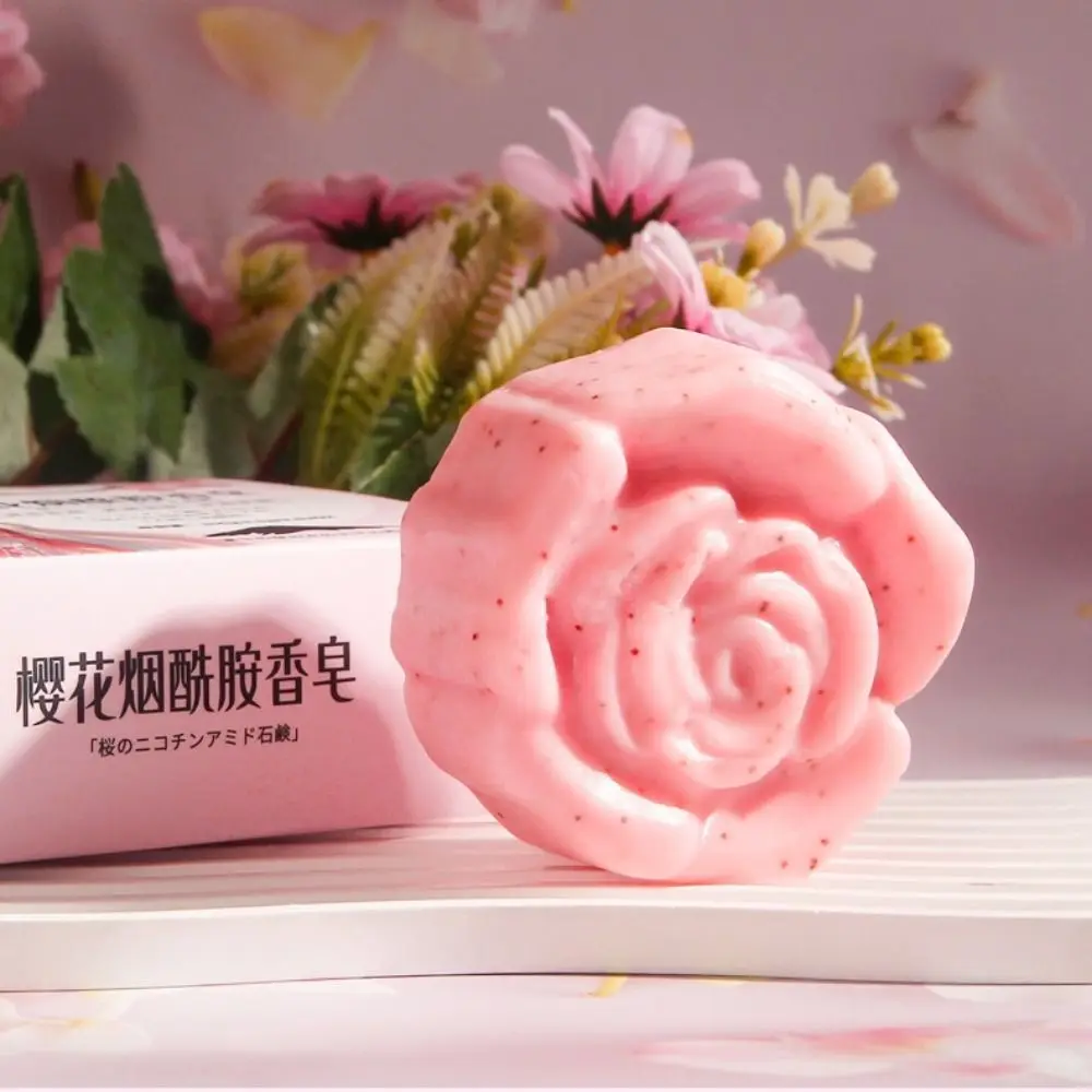 New Flower Shape Nicotinamide Soap Handmade Whitening Cherry Blossom Soap Aroma Skin Lightening Fragrant Soap