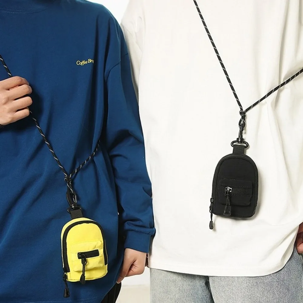 

Nylon Hanging Neck Coin Purse Korean Style Crossbody Bag Lanyard Shoulder Bag Multifunction Earphone Storage Bag