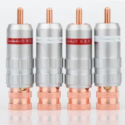 Red Copper Plated RCA Plug Audio Video Cable Adapter Solders Interconnection Signal Line Connector