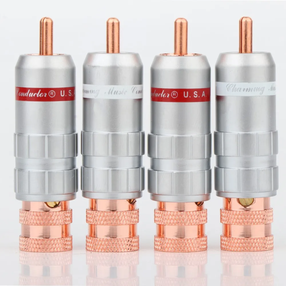 CMC 1016-WU-CU Red Copper Plated RCA Plug Audio Video Cable Adapter Solders Interconnection Signal Line Connector