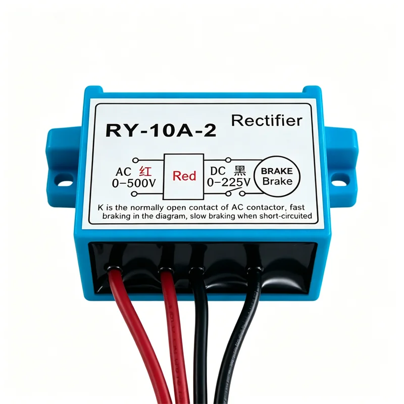 RY-10A-2 Motor Brake Rectifier Module 0-500V AC to 0-225V DC 10A Fast/Slow Braking Rectifier for Industrial Motor