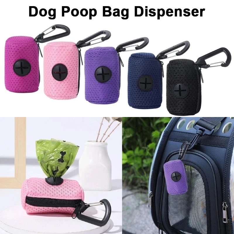 1 Pack Dog Poop Bag Dispenser Hangable Waste Garbage Pouch Poop Pickup Bag with Zipper for Outdoor Dog Walking Pooper