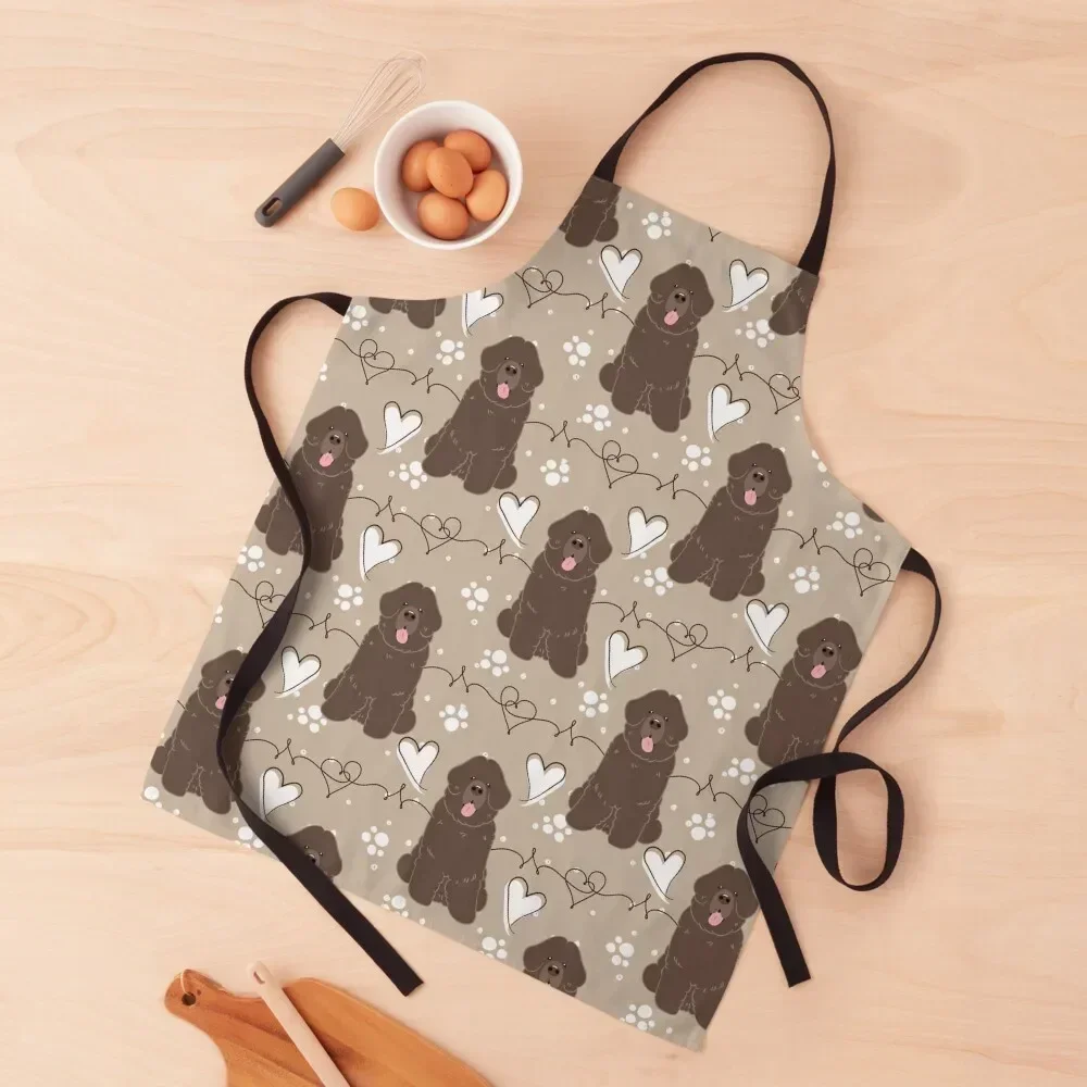 LOVE Brown Newfie Newfoundland dog Apron Woman Work chefs For Women Apron