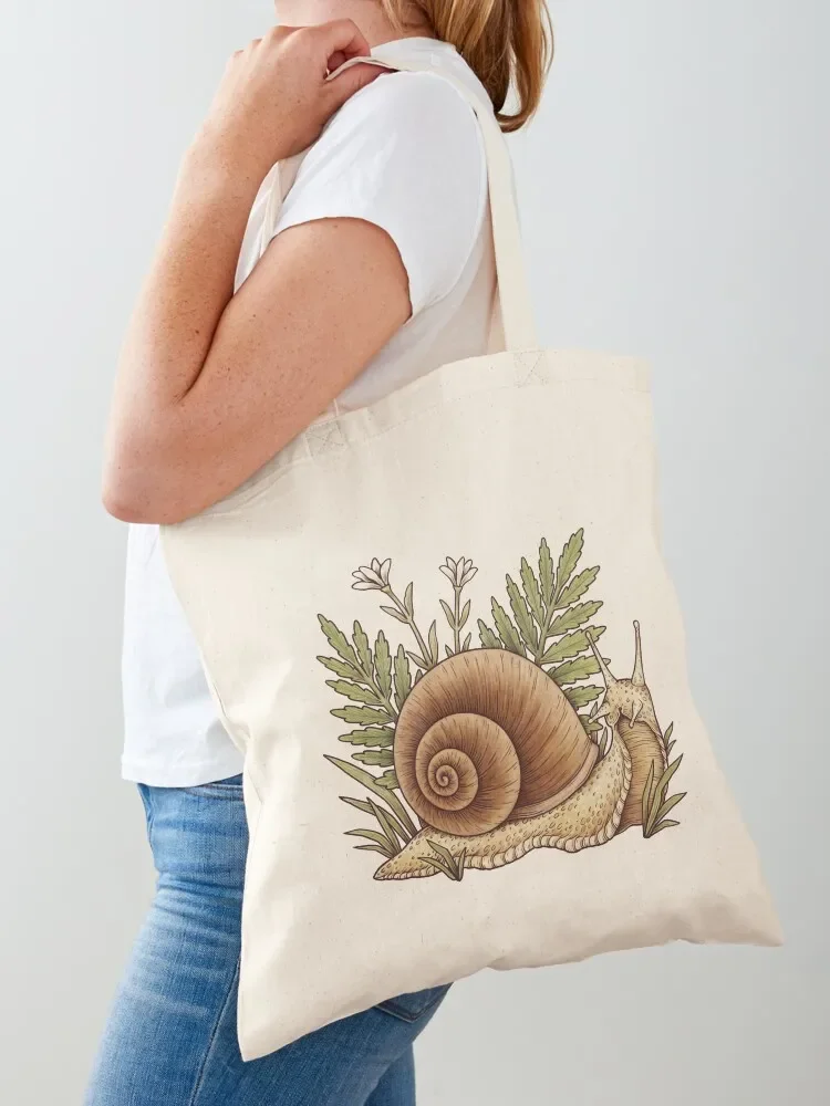 Cute Snail Fern Slug Funny Snail Cottagecore Fairy Grunge Fairycore Woods Forestcore Mosscore Green Witch Tote Bag