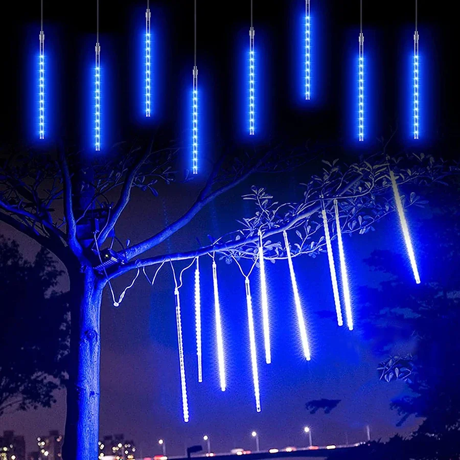 Thrisdar-Cadena de luces LED de 50CM para fiesta navideña, 288 luces LED de lluvia de meteoritos, caída de lluvia, carámbanos para vacaciones, casa, Patio, al aire libre