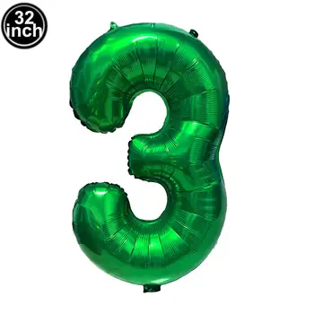 32吋數字氣球,三位數字氣球,三個綠色地球儀藍色人物,3歲生日大號紅色玫瑰金色黑色彩色氣球 6 最佳銷售 3個氣球 - №4