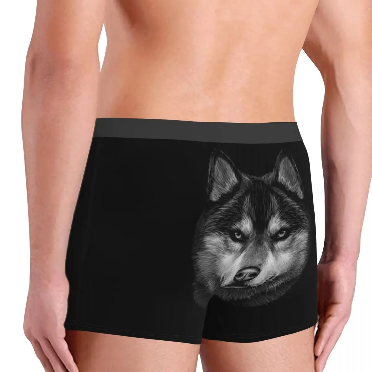 Men Siberian Husky Underwear Wolf Portrait Novelty Boxer Briefs Shorts Panties Homme Polyester Underpants Plus Size