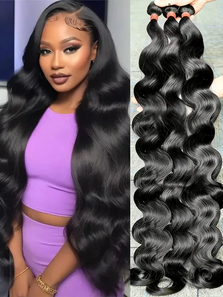 

16A 30, 32-дюймовые пучки объемных волн, человеческие волосы, бразильские необработанные пучки человеческих волос Remy, 100% необработанные наращивание человеческих волос