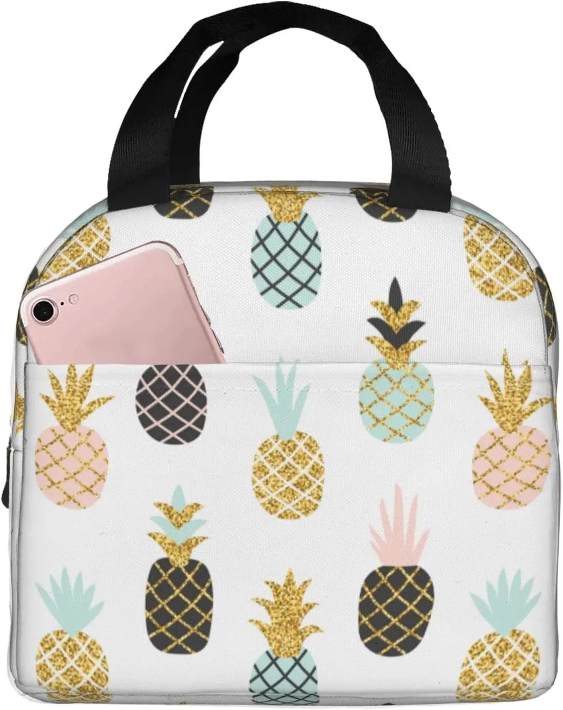 

Cute Pineapple Stylish Glitter Lunch Bag For Women Girls Insulated Lunch Box Reusable Lunchbox Waterproof Portable Lunch Tote