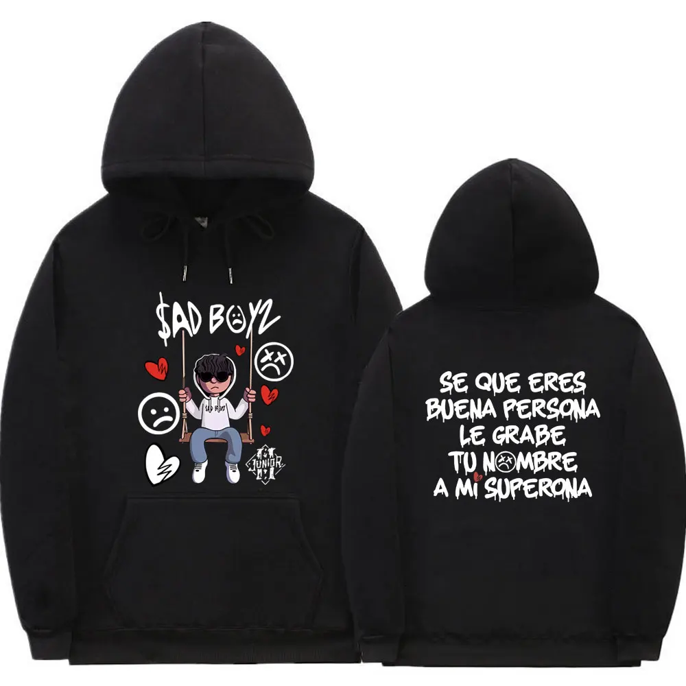 

Singer Junior H Sad Boyz Double Sided Print Hoodie Men's Clothing Fashion Oversized Sweatshirt Men Women Hip Hop Vintage Hoodies