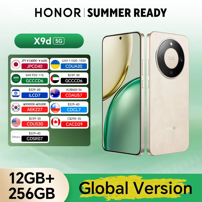 New Global Version HONOR X9d 12GB+256GB 5G Smartphone 6.79'' 120Hz AMOLED Screen 108MP AI Main Camera 8300 mAh 66W Supercharging