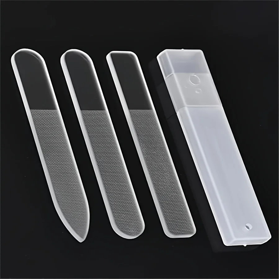 3pcs Set of Nano-glass File Polished Strip Nail File Box Transparent Manicure Trim Strip Manicure Tools