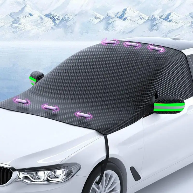 Windshield Snow Cover Oxford Magnetic Windshield Cover Waterproof Vehicle Snow Guard Protection Snow Ice Sun Antifreeze Cover