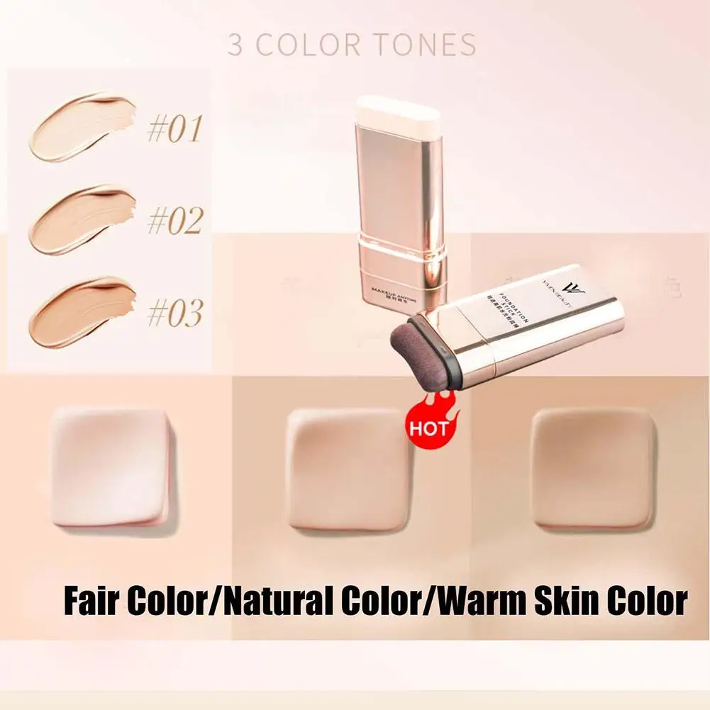 Face Foundation Stick Lightweight Long-lasting Refreshing Full Coverage Oil Control Dark Circles Corrector Facial Makeup