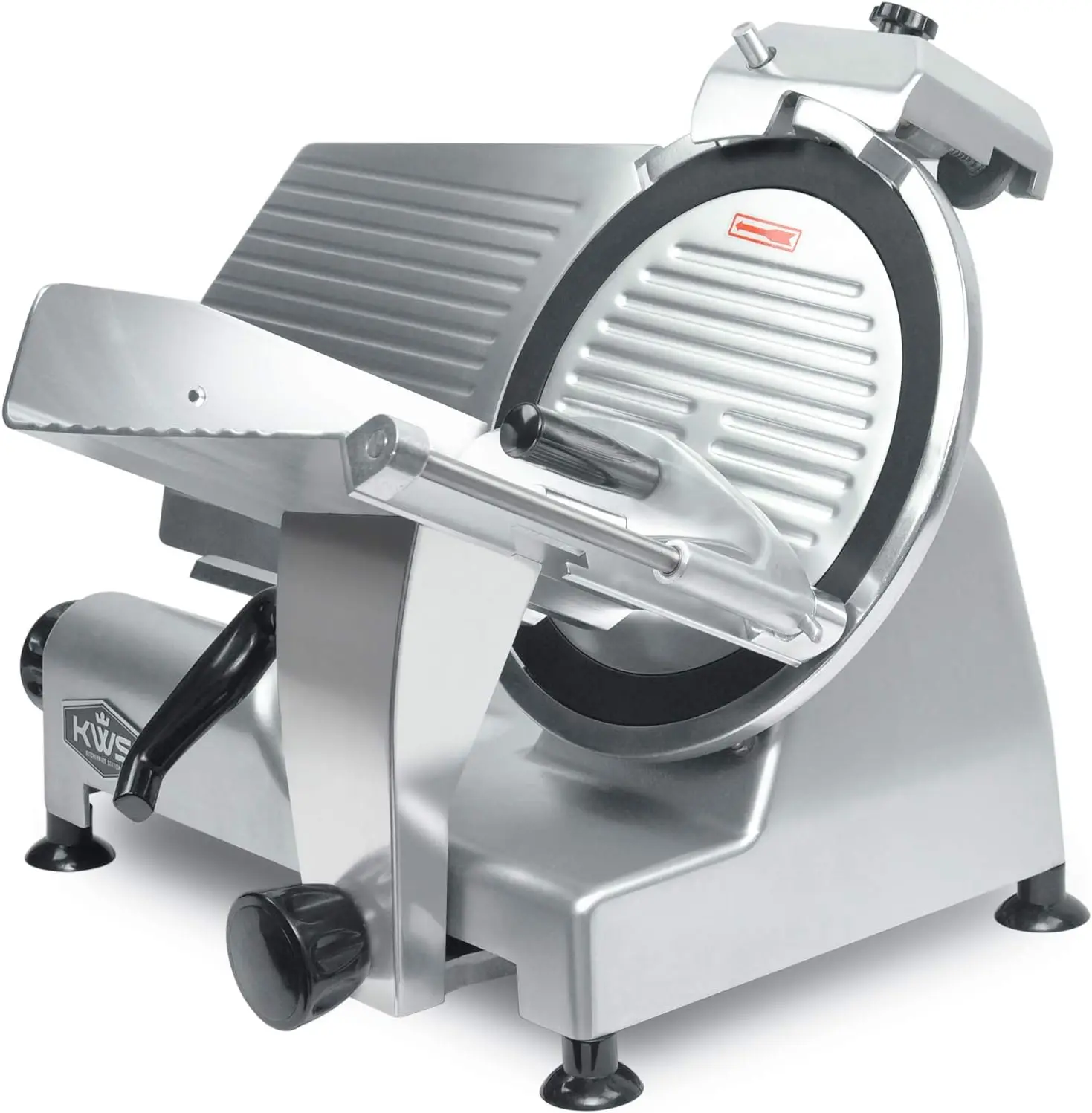 MS-12NT Premium Commercial 420w Electric Meat Slicer 12-Inch Non-sticky Teflon Blade, Frozen Meat/Cheese/Food Slicer Low Noi