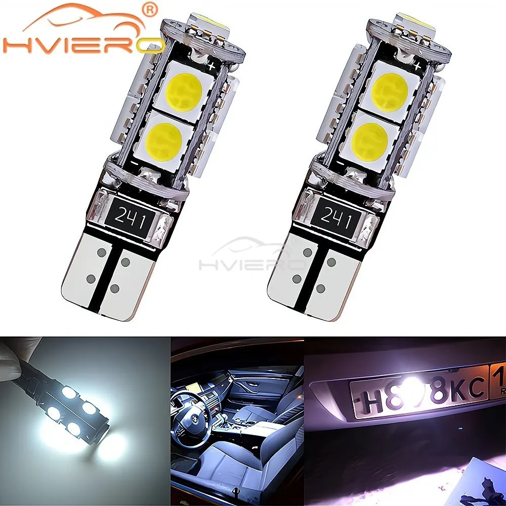 4Pcs T10 5050 9SMD Automotive Brakes High Quality LED Dome Reading Bulb Dashboard Reverse License Plate Light Clean Trunk White