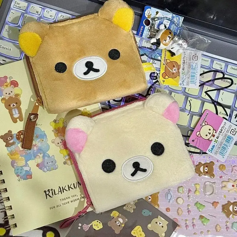Japanese Kawaii Rilakkuma Coin Purse Card Package Short Wallet Plush Storage Package Birthday Gift