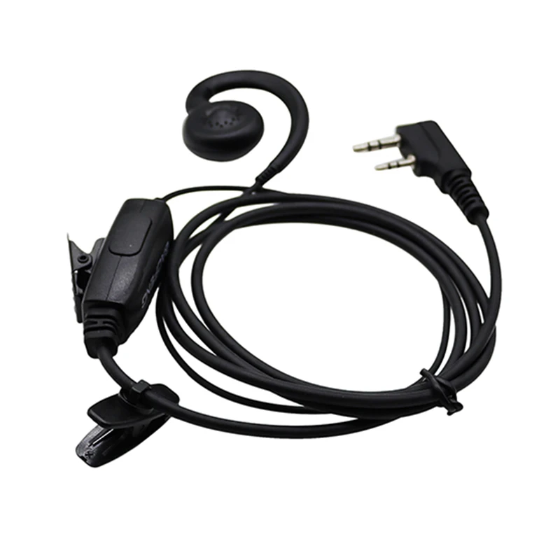 2 Pin G-Shape Headset Earpiece Mic for BAOFENG UV5R Kenwood K PG/TH/TK HYT Two Way Radio Security Walkie Talkie Accessories