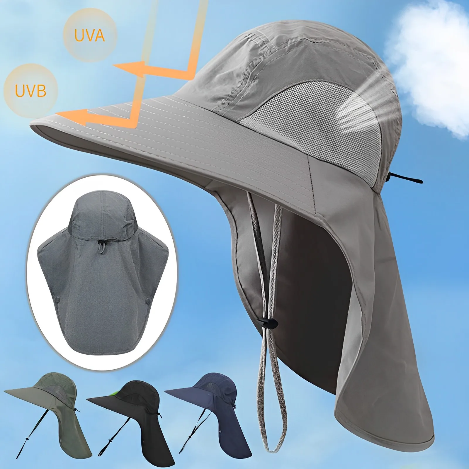 Widen Brim UPF40+ Fisherman Fishing Hat Sunshade Nylon Quick Dry Breathable Sun Shield Cycling Climbing Running Hats Soft Wear