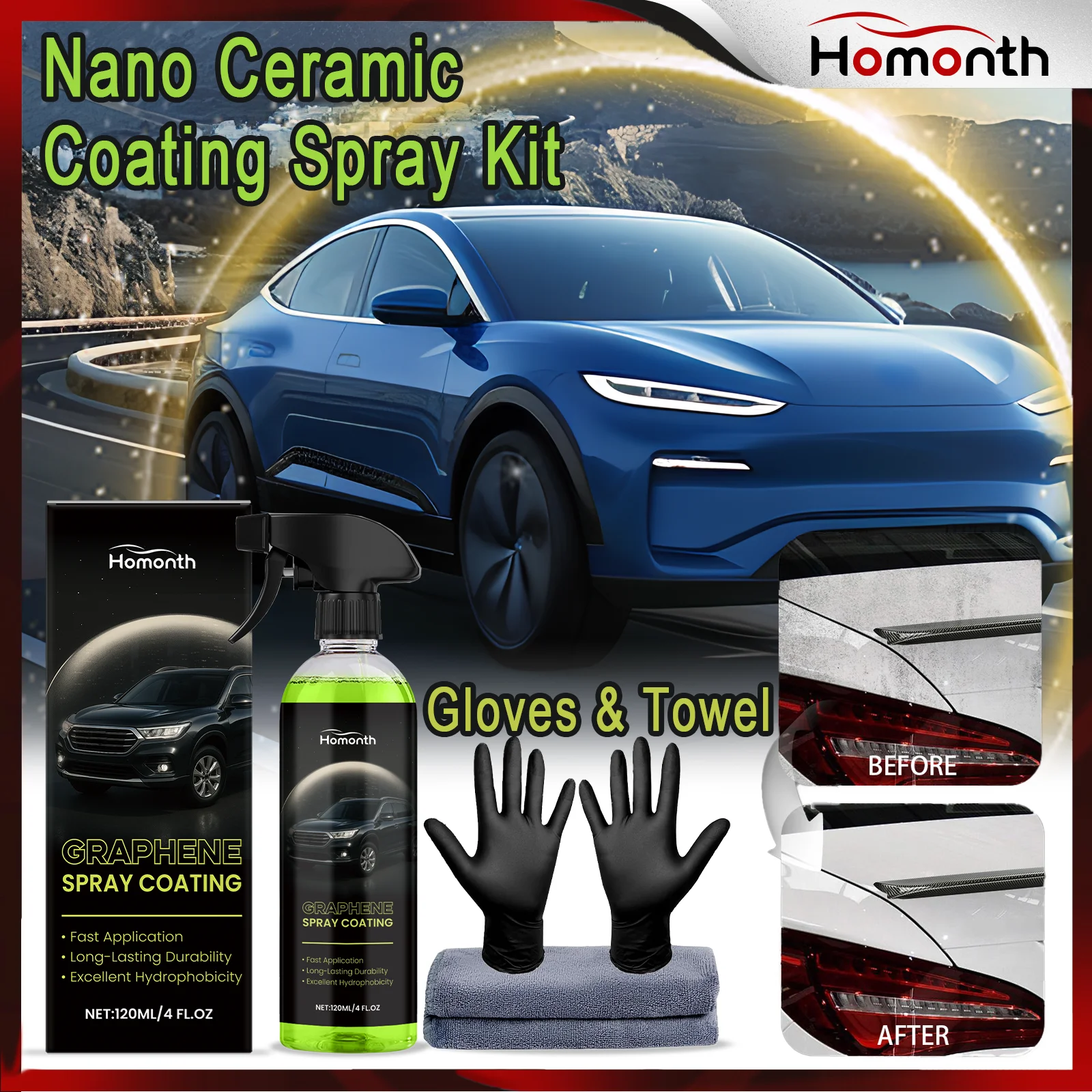 

Профессиональный спрей для керамического покрытия, нано-гидрофобное автомобильное покрытие, твердость 9H, польский воск для детализации автомобиля с перчатками и полотенцем