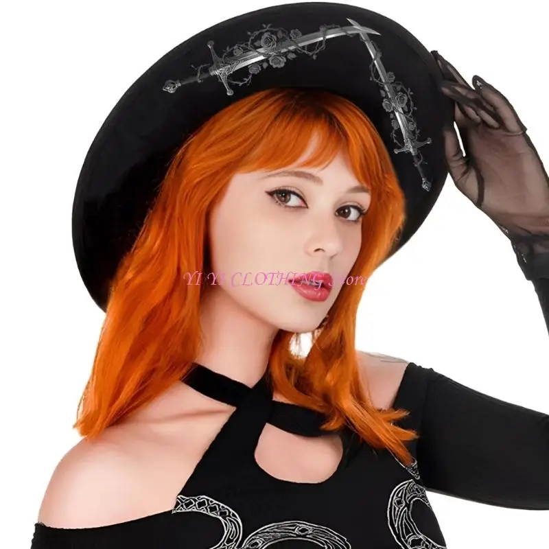 

N5KF Темная готическая шляпа с легким дизайном, портативная для путешествий и костюмов для мероприятий