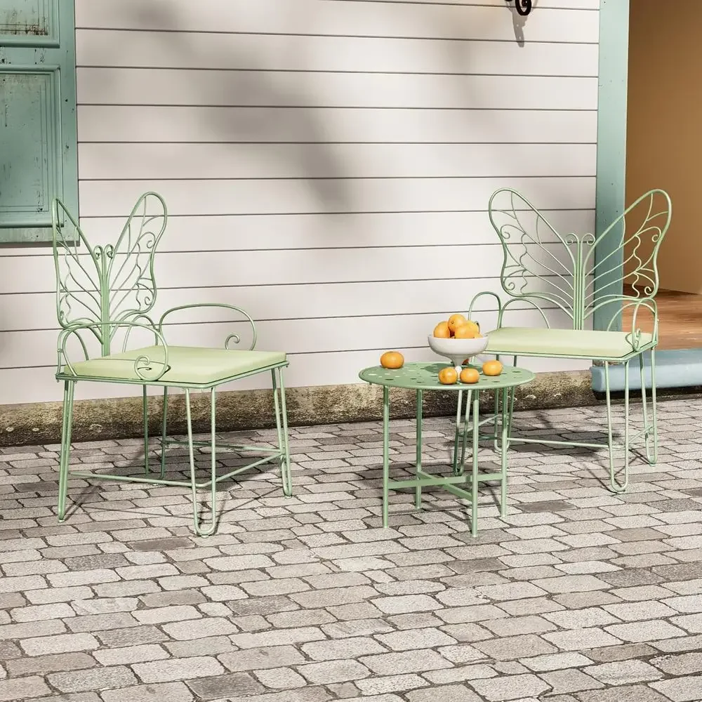 Sage Green Patio Bistro Set with Coffee Table and Cushions for Outdoor Spaces view 5