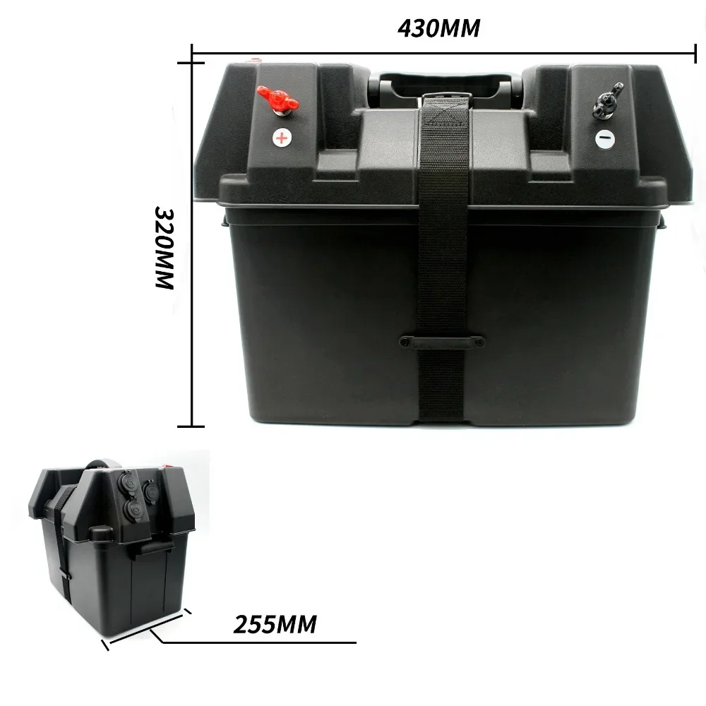 Trolling Motor Smart Battery Box Power Center Black Car Multi-Function Battery Box (With Voltage + USB + Cigarette Lighter)