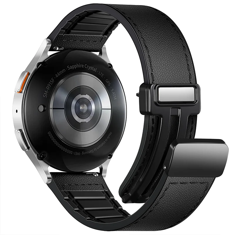 Silikonbänder für Samsung Galaxy Watch 4 5 6 7 40/44 mm Magnetschnalle für Galaxy Watch 4/6 Classic 47 mm 42 46 mm Lederbänder