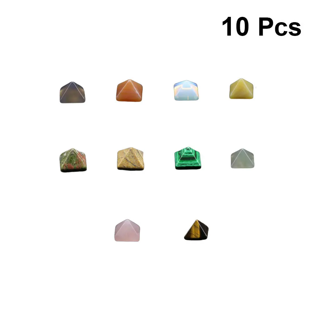 

10Pcs Natural Crystal Pyramid Stones Half Cube Polished Smooth Surface Desktop Ornament Hand Grip Plaything DIY Decor Stones