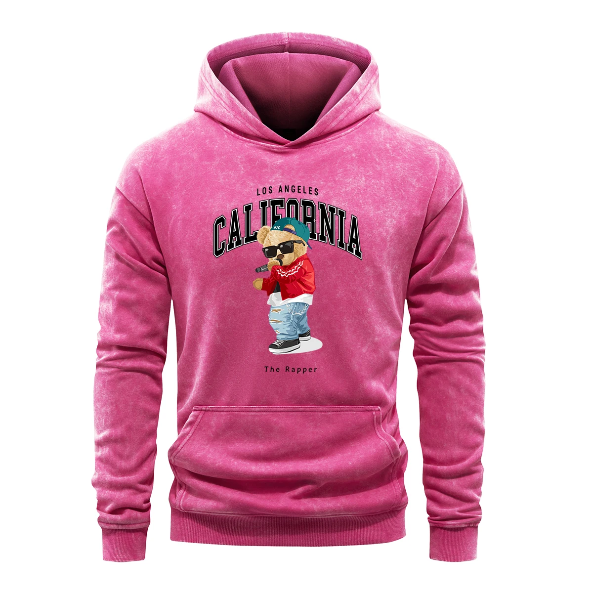 

The Rapper Bear California Letter Women Hoodie Vintage Washed Hoodies Cotton Sweatshirt Flexible Sports Shirt Fashion Loose Tops