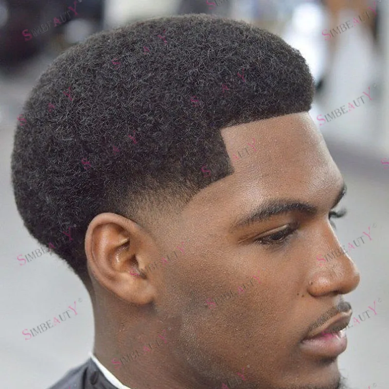 Undetectable 100% Human Hair Natural Hairline 4mm Curly Afro Black Man's Wigs Super Durable Mono Top Men Toupee Brown Hairpieces