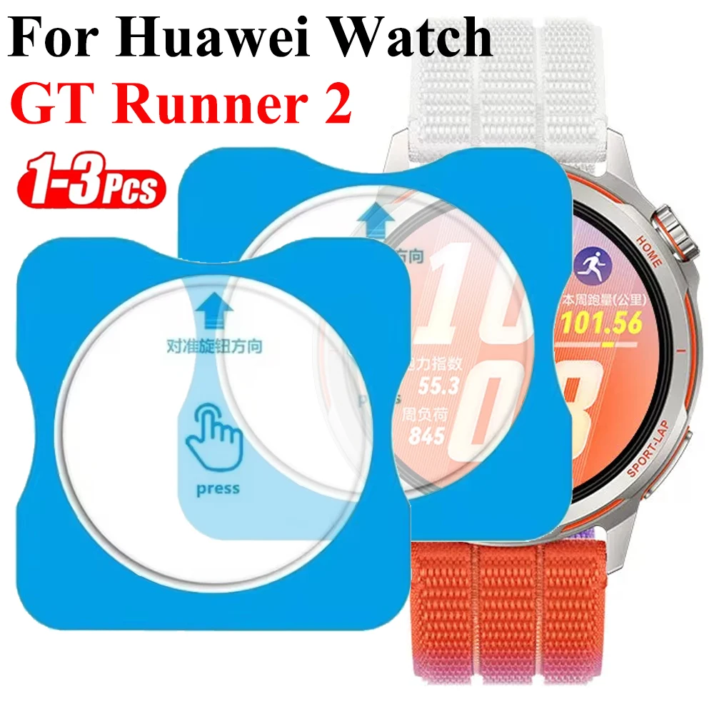 1-3 Stück Auto-Installations-Schutzfolie aus gehärtetem Glas für Huawei Watch GT Runner 2 Displayschutzfolien Smartwatch Anti-Splitter-Schutzfolien