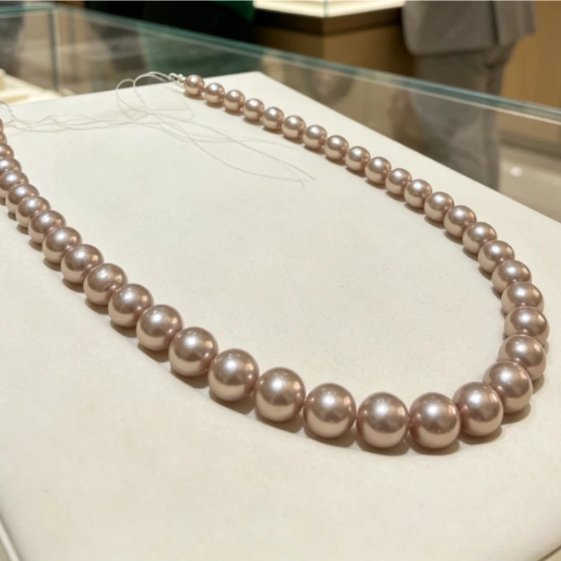 Charming 11-14mm Metal Color Pearl Necklace, Natural Growth Lines, Casual Women Jewelry for Daily Wear