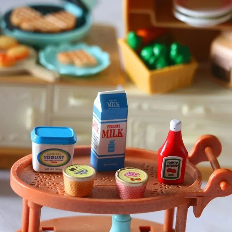 5Pcs/Set 1:12 Dollhouse Tomato Sauce Iced Yogurt Miniature Food Toy Model Dolls Kitchen Decoration Accessories Toy view 6