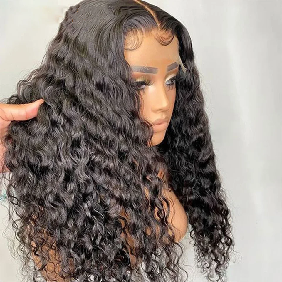 Soft 180Density 26Inch Natural Black Long Kinky Curly Lace Front Wig For Women BabyHair Heat Resistant Glueless Preplucked Daily