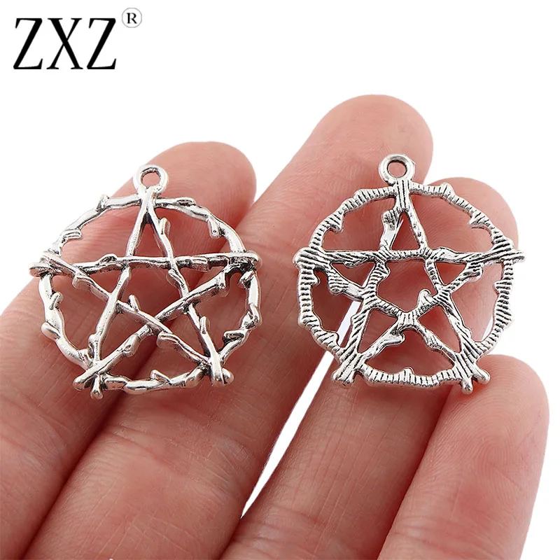 

20pcs Antique Silver Maimang Star Punk Gothic Star Round Charms Pendants for DIY Earrings Necklace Jewelry Making Findings