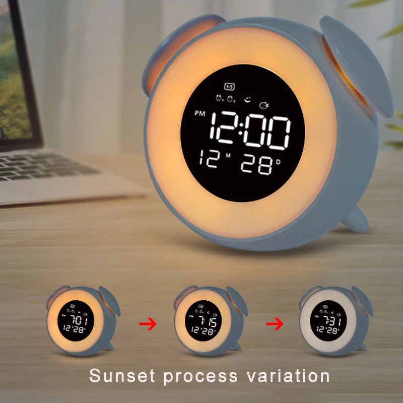 Cyfrowy inteligentny budzik LED Śliczna lampka nocna USB Ładowany budzik z funkcją drzemki dla dzieci Prezent dla dzieci Cyfrowy zegar LED