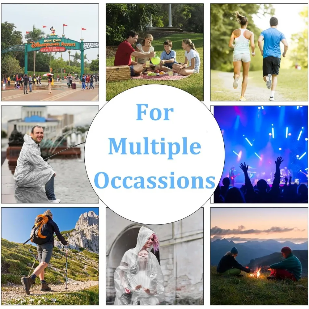 عباءات المطر للاستعمال مرة واحدة للبالغين - عباءات شفافة مقاومة للماء مع غطاء محرك السيارة، معدات المطر في حالات الطوارئ لـ #6